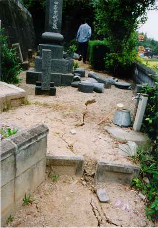 Toppled Gravestones at cemetary